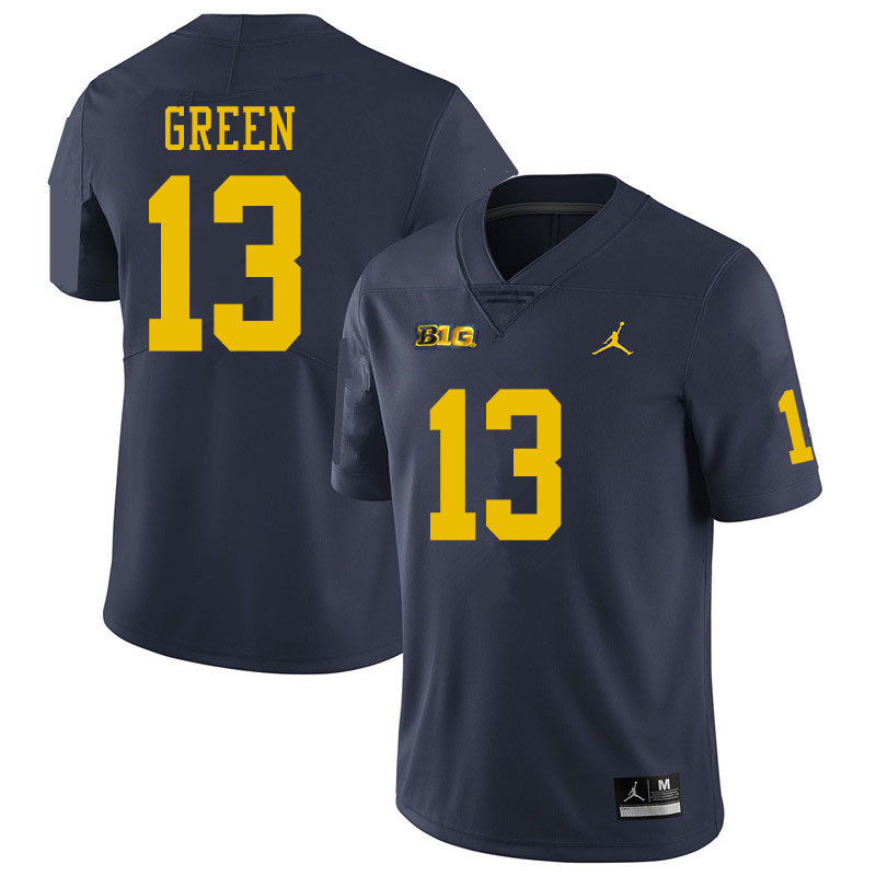 Men #13 German Green Michigan Wolverines College Football Jerseys Sale-Navy